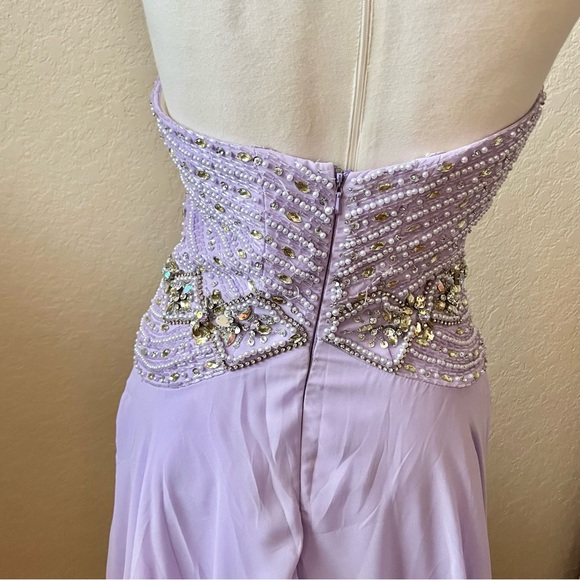 Strapless Purple A-Line with Beaded Bust - Picture 5 of 7